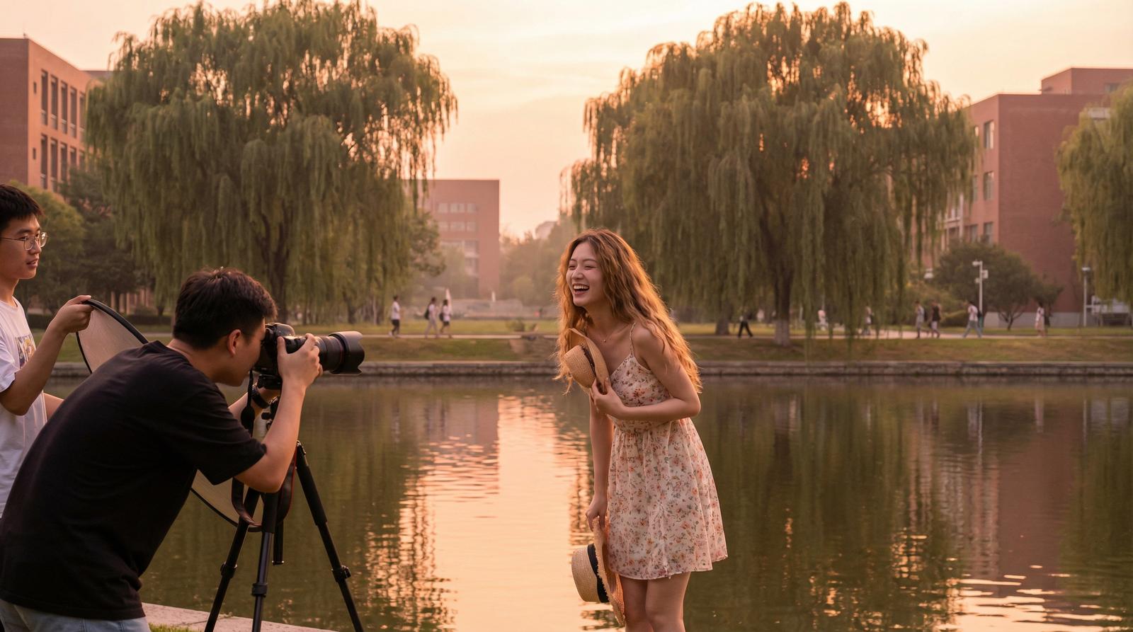黑料写真-湖畔夕阳人像传媒